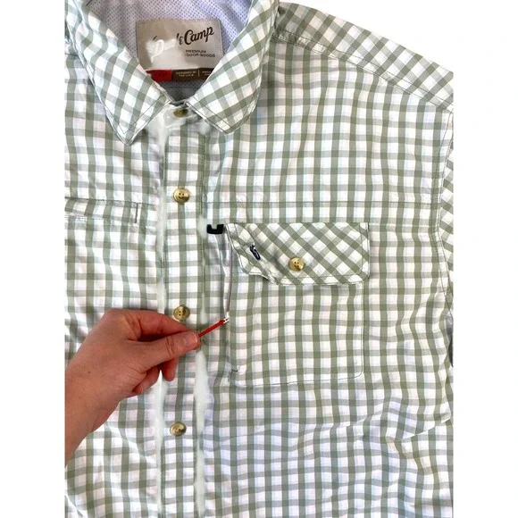 DUCK CAMP Mens Lightweight Short Sleeve Hunting Shirt 2XL Green Vented Nylon Zip - Picture 7 of 16